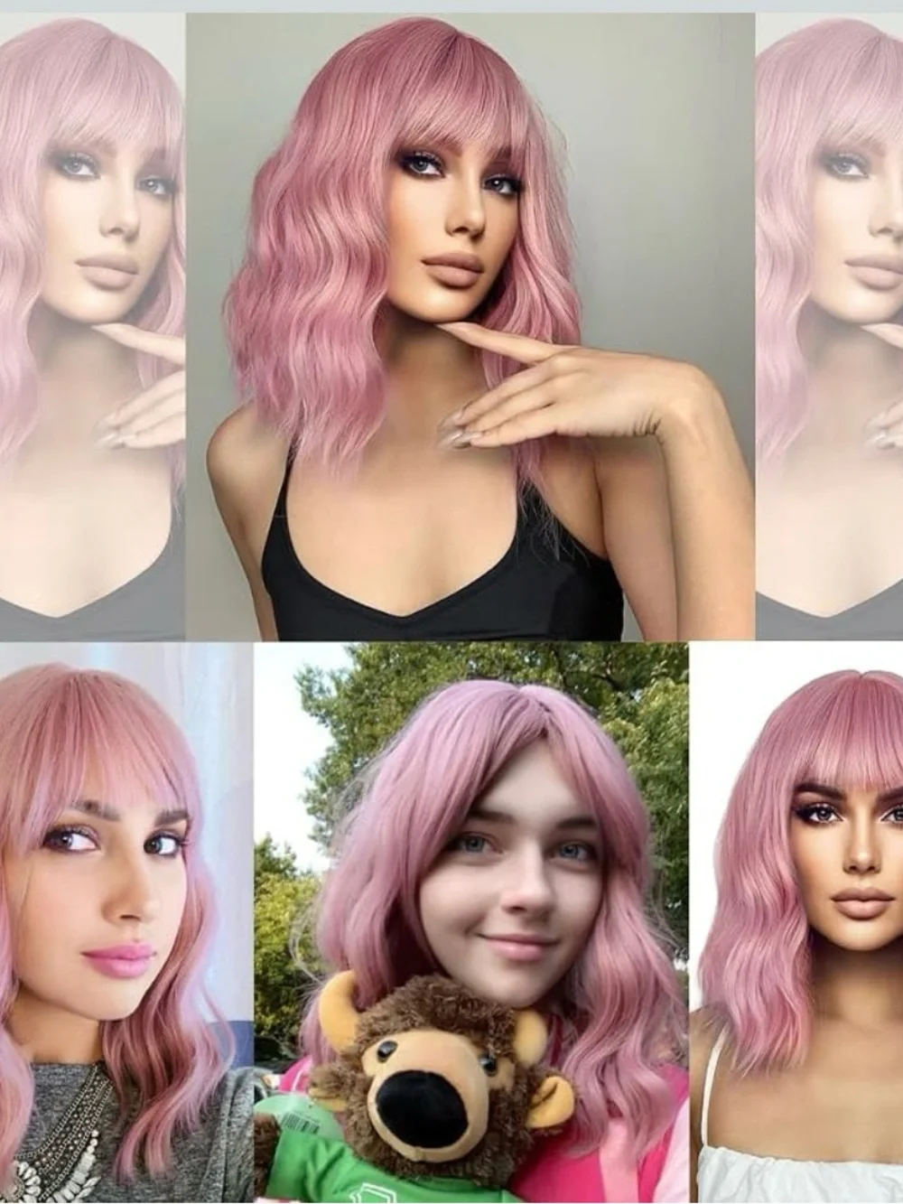 Women’s Pink Wavy Wig A 14 Inches Synthetic NEW!